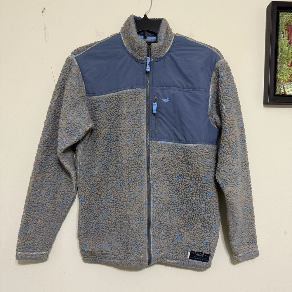 Southern Marsh Sherpa Jacket Full Zip Ridge Fleece Blue Gray Grey Men’s size S